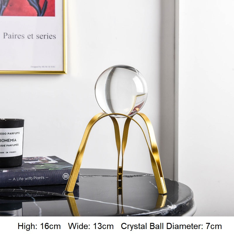 Golden Luxury Modern Metal Crystal Ball Ornament - MalloryAndHolland