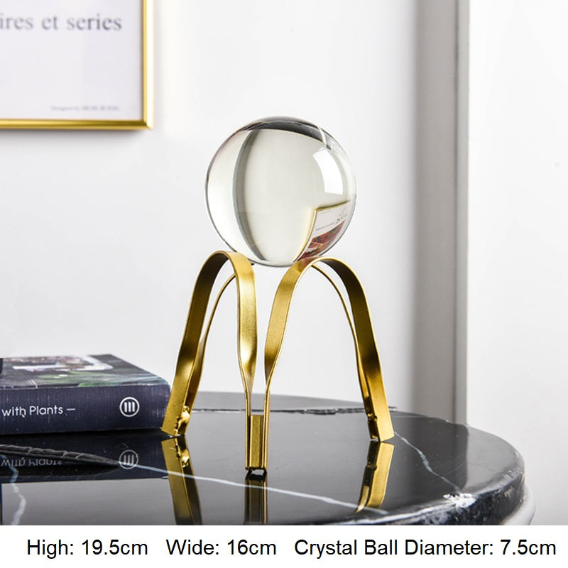 Golden Luxury Modern Metal Crystal Ball Ornament - MalloryAndHolland