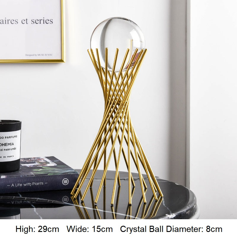 Golden Luxury Modern Metal Crystal Ball Ornament - MalloryAndHolland