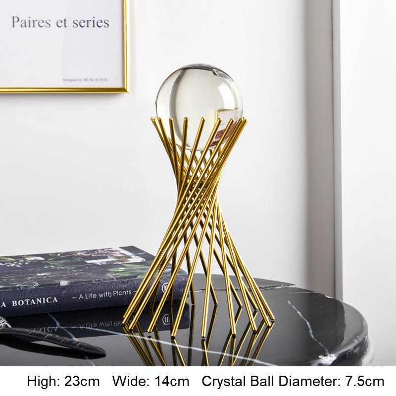Golden Luxury Modern Metal Crystal Ball Ornament - MalloryAndHolland