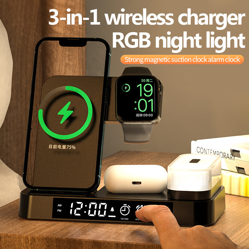 4 In 1 Multifunction Wireless Charger Station With Alarm Clock - MalloryAndHolland