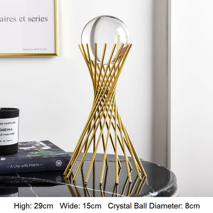 Golden Luxury Modern Metal Crystal Ball Ornament - MalloryAndHolland