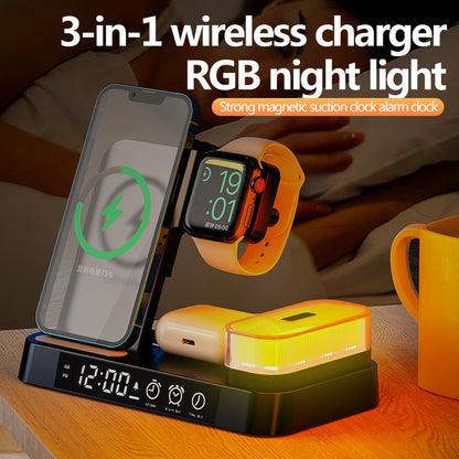 4 In 1 Multifunction Wireless Charger Station With Alarm Clock - MalloryAndHolland