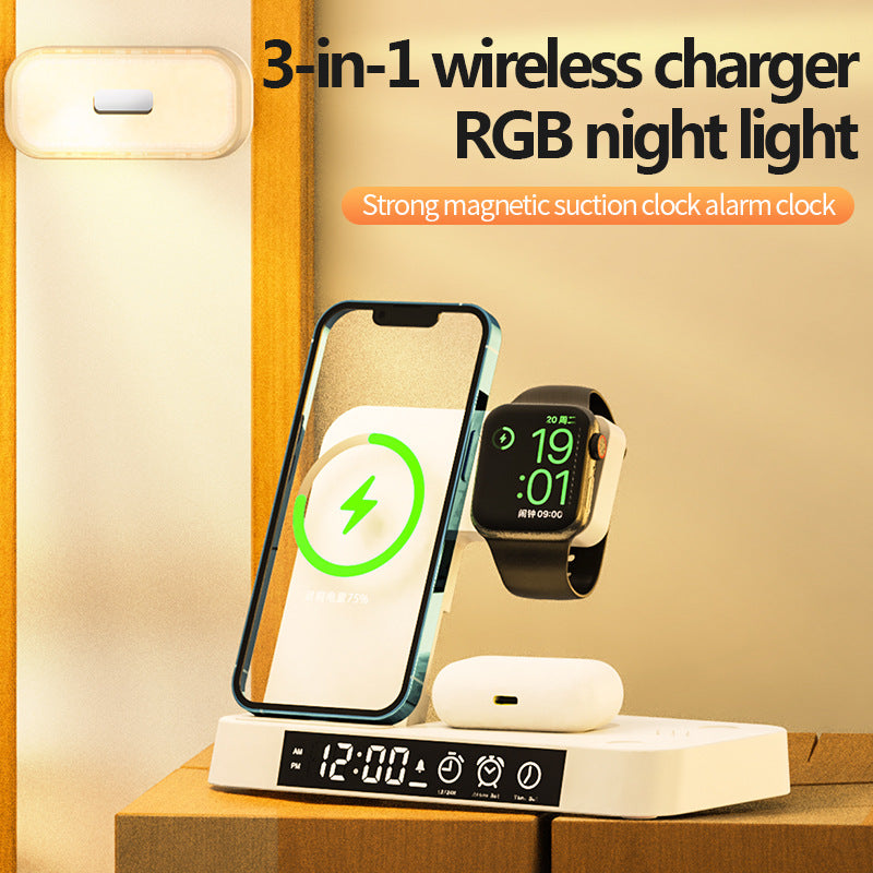 4 In 1 Multifunction Wireless Charger Station With Alarm Clock - MalloryAndHolland