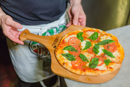 Premium Natural Bamboo Pizza Peel Paddle and Cutting Board (For Pizza, Fruit, Vegetables, Cheese) - MalloryAndHolland