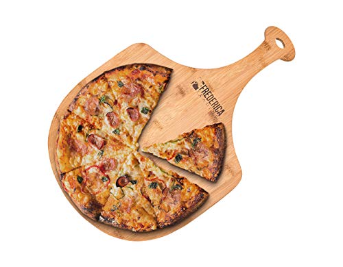 Premium Natural Bamboo Pizza Peel Paddle and Cutting Board (For Pizza, Fruit, Vegetables, Cheese) - MalloryAndHolland