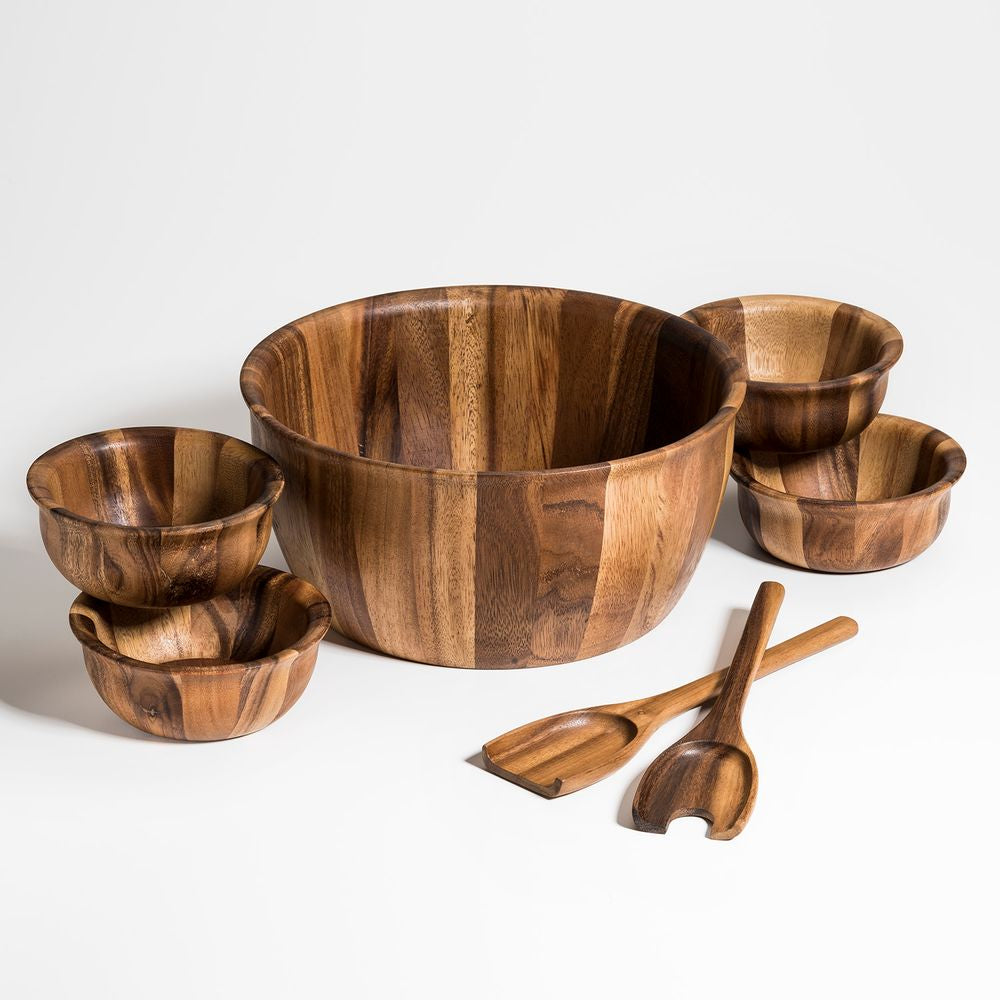 Soro Xtra Large Salad Bowl eith Servers & 4 Individuals - MalloryAndHolland