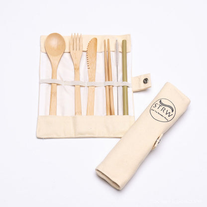 Portable Bamboo STRW Cutlery Set - MalloryAndHolland