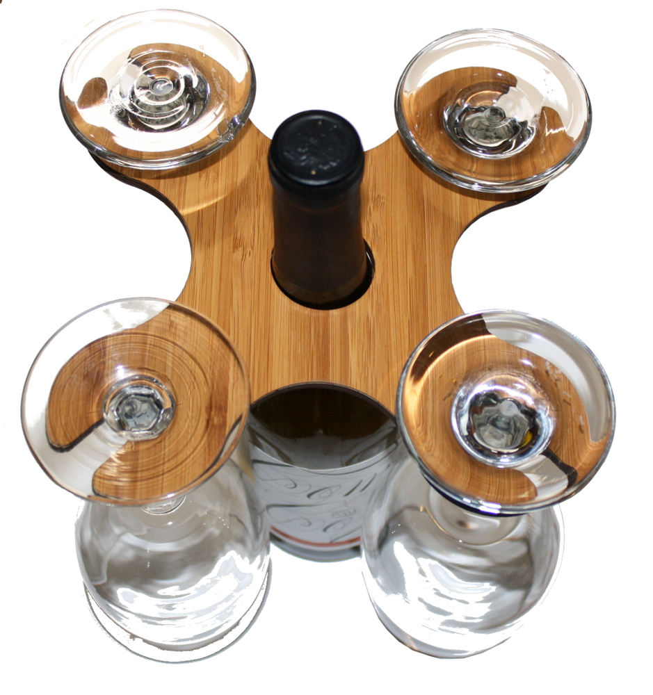 Wooden Wine Glass Caddy - Four Glass - MalloryAndHolland