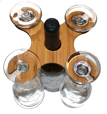 Wooden Wine Glass Caddy - Four Glass - MalloryAndHolland